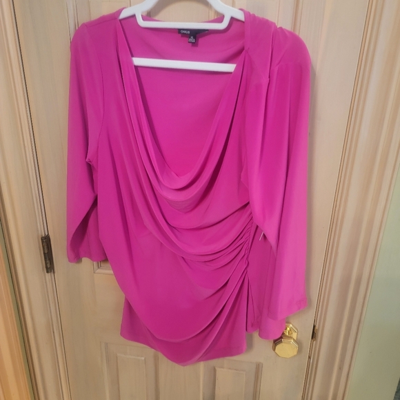 Chaus Tops - NWT Misses sz XL Chaus Hot Pink Sexy form fitting draped shirt